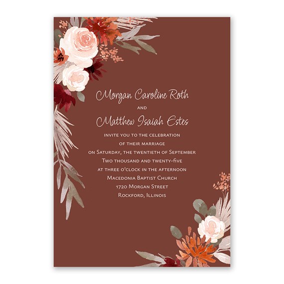 floral invitation with customizable text area