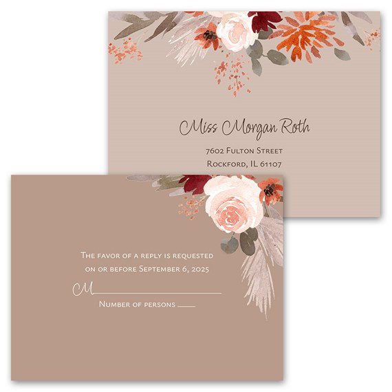 floral invitation with response postcard