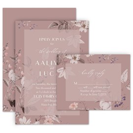 Botanical Elements - Lilac - Invitation with Free Response Postcard