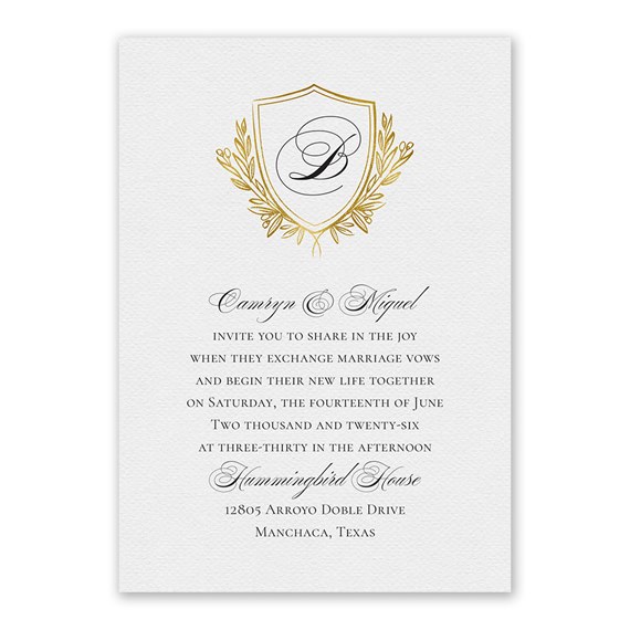 LIVE! an Invitation ベーシック・カートリッジ Regal Crest Invitation with Free Response Postcard | Ann's Bridal