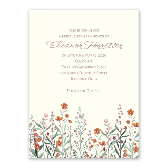 floral bridal shower invitation with customizable text area