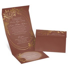 Gold Floral - Seal and Send with RSVP Postcard
