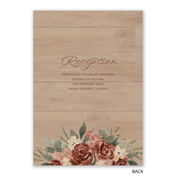woodgrain floral invitation with customizable text area
