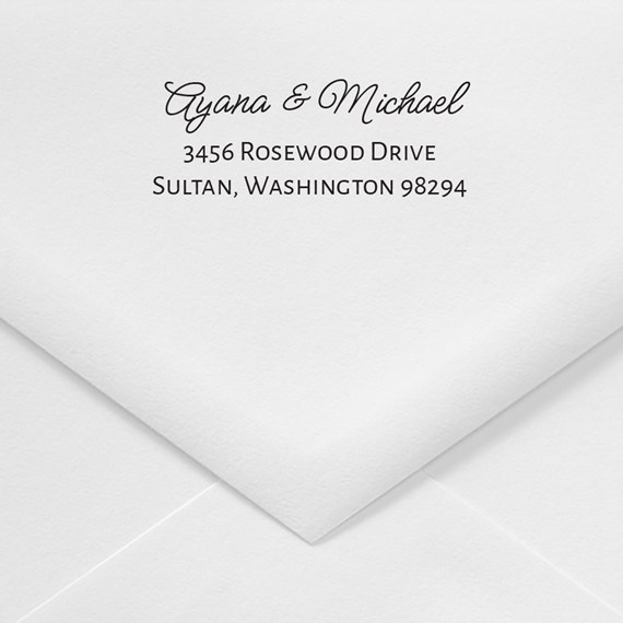 address stamp on white envelope with customizable text area