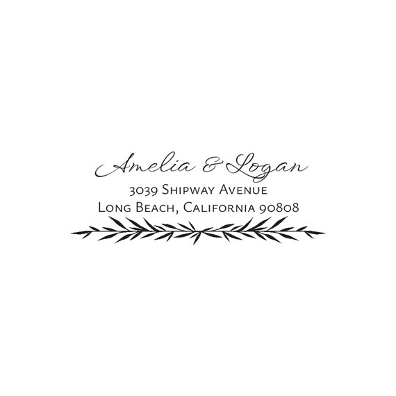 address stamp with leafy border and customizable text area