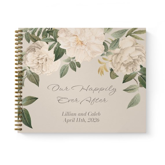 vintage floral guest book with customizable text area