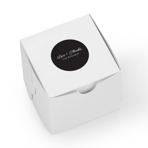 decorative wedding sticker on a white box