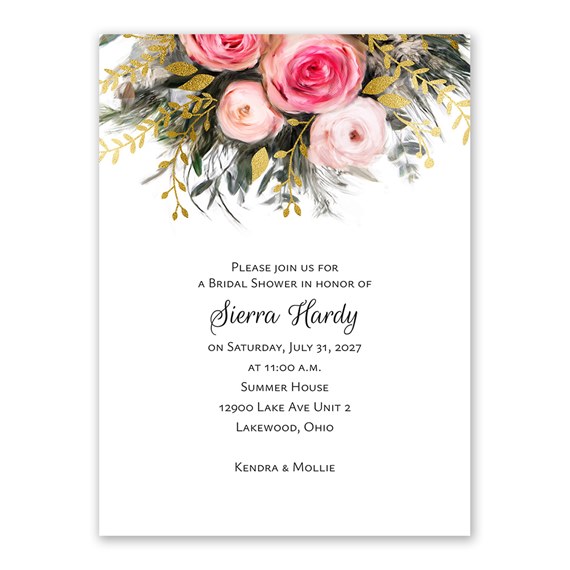 floral bridal shower invitation with customizable text area