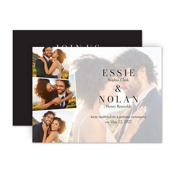 collage photo placeholders, wedding reception invitation