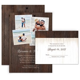 Rustic Collage - Invitation with Free Response Postcard