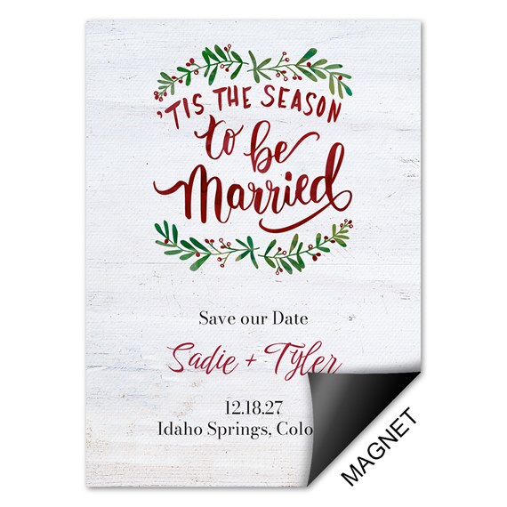 holiday save the date magnet with floral design and customizable text area