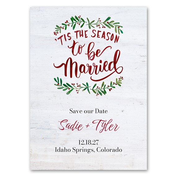 holiday save the date magnet with floral design and customizable text area