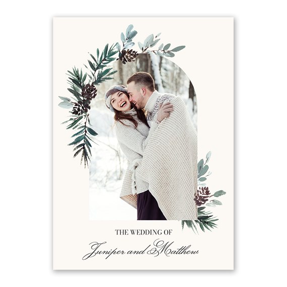 wedding invitation with photo area and floral design