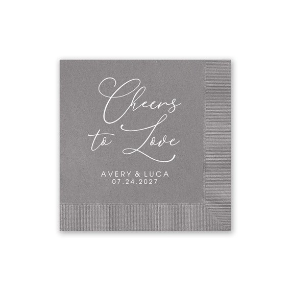 gray cocktail napkin with white text