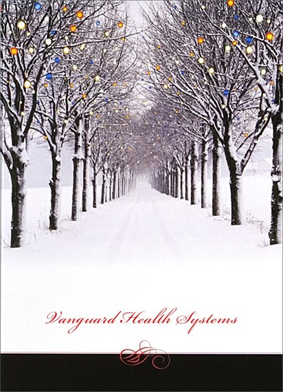 Light Bulbs in Snowy Trees