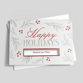 Silver Leaves Holiday Card