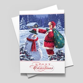 Santa & Snowman Christmas Card