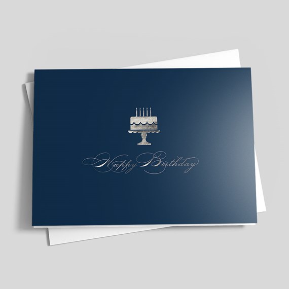 Silver Cake Birthday Card