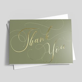 Olive Script Thank You Card