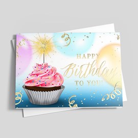 Cupcake Sparkles Birthday Card