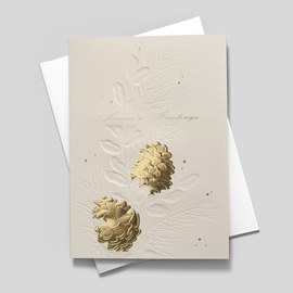 Gold Pinecones Holiday Card