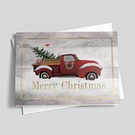 Red Pickup Christmas Card