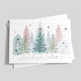 Pastel Village Holiday Card