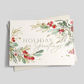 Golden Greenery Holiday Card