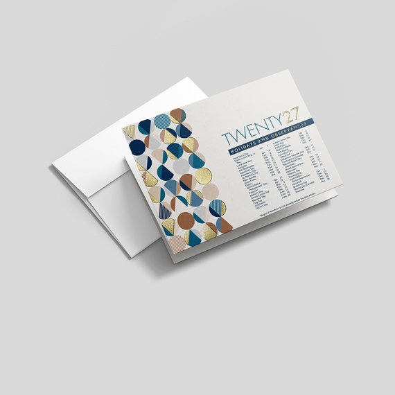 colorful geometric card with holiday list