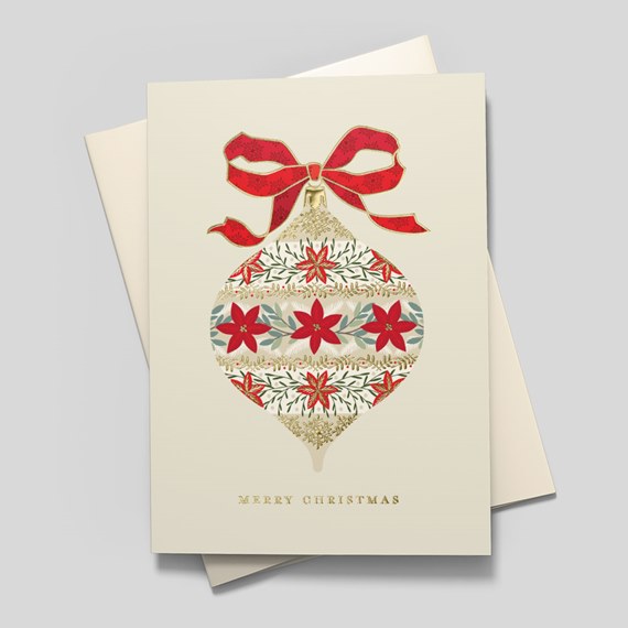 Christmas ornament design with floral patterns and text