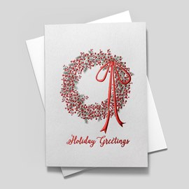 Berry Red Wreath Holiday Card