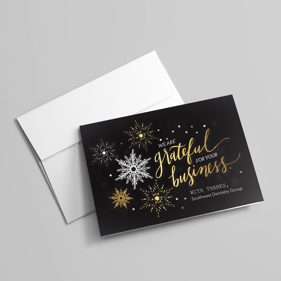 Golden Snowflake Gratitude - Thank You Greeting Cards by CardsDirect