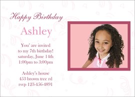 Pink Birthday Photo Invitation