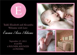 Girl Monogram Baby Announcement