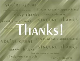 Sincere Thanks Value Card