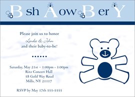 Beary Blue Shower Invitation