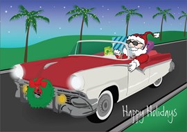Santa in a Classic Car