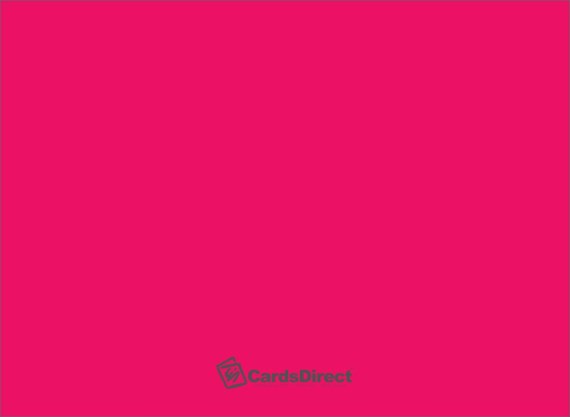 square bright pink greeting card with small printed logo at bottom