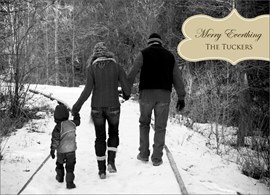 Tan Scroll Christmas Card