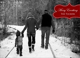Red Scroll Christmas Card