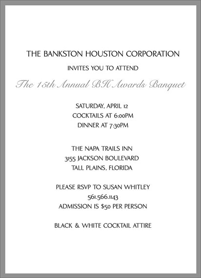Grey Banquet Invitation