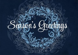 Blue Greetings Wreath
