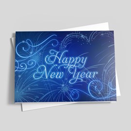 Blue Lights New Year Card