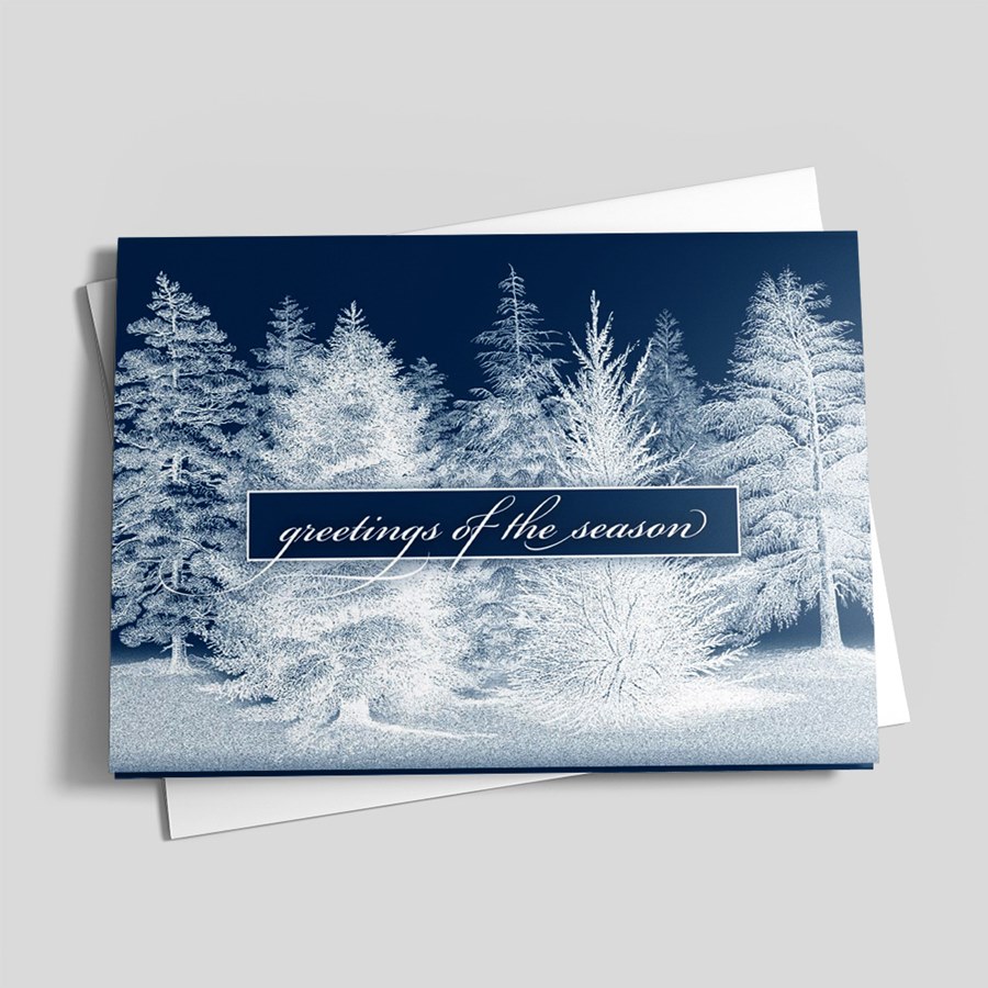 Snow Dusted Trees Card - Holiday Greeting Cards by CardsDirect