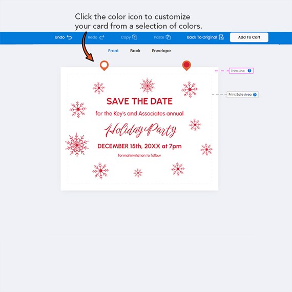 holiday party invitation with snowflakes