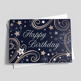 Blue Swirly Stars Birthday