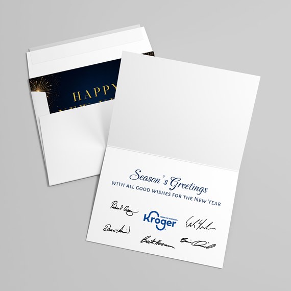 greeting card with customizable text area and printed signatures
