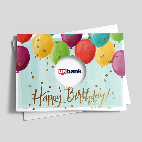 birthday card with balloons and photo placeholder