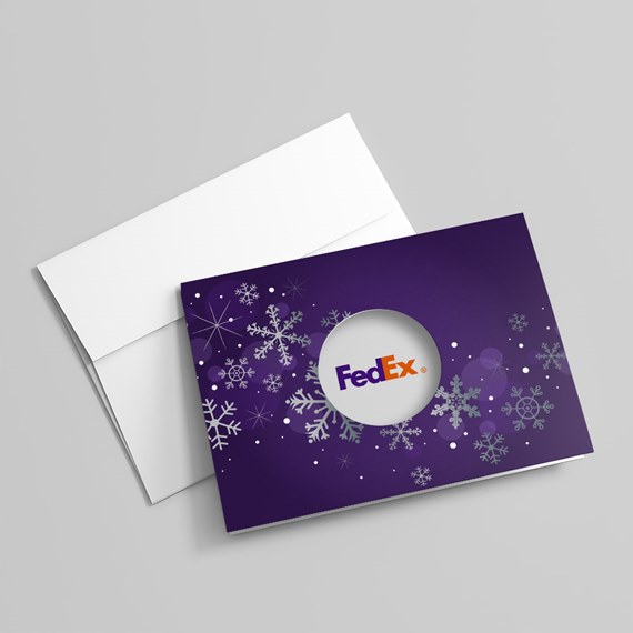 card with snowflake designs and photo placeholder