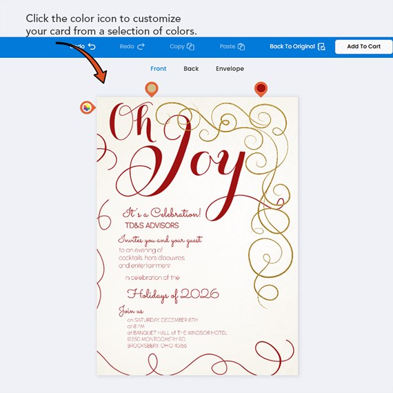 decorative invitation card with swirls and text